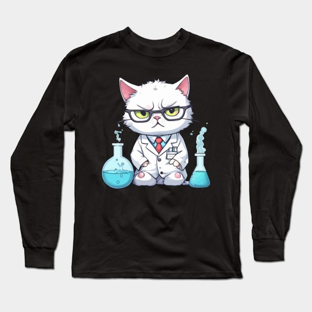 Chemistry Teacher Cat Long Sleeve T-Shirt by Rishirt